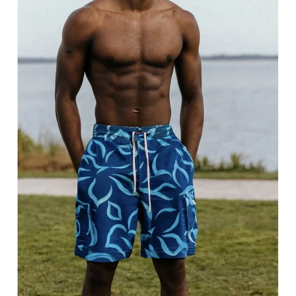Caribbean Joe Swim Trunks - Men's Large-‎ Aloha Hawaiian Floral Board Shorts